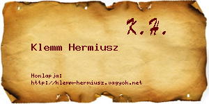 Klemm Hermiusz névjegykártya